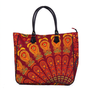 Bolso de Mano Casual de Lona Hecho a Mano en India para Mujer, Estilo Hippie, Bolso de Hombro con Estampado de Mandala, Flores, Forro de Tela y Cadenas - Product Image 1