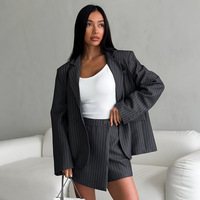 Ensemble de costume transfrontalier pour trajets quotidiens, style européen et américain, printemps/été 2026, blazer ample en velours rayé boutonné, taille haute