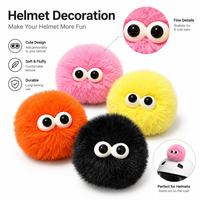 Décoration de casque de vélo pour enfants, pompon en fourrure amovible avec yeux, accessoire de casque en peluche mignon pour casque de vélo ou de patinage
