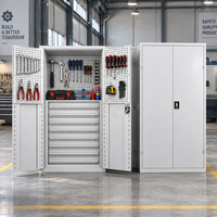 Armoire à outils robuste en acier de haute qualité avec portes battantes, tiroirs et panneau perforé pour atelier et garage