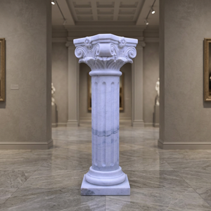 Pilar de Pedestal Moderno de Mármol Blanco Sólido con Superficie Pulida a Mano para Uso en Villas y Jardines - Product Image 3