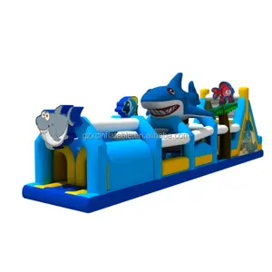 New Design Ocean Theme Shark Fish Cartoon Inflatable Obstacle Course Inflatable Bouncer Slide Playground For Outdoor