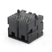 A través del agujero 2X2 Puerto RJ45 Hembra PCB Conector Ethernet Ángulo recto Conector hembra RJ45