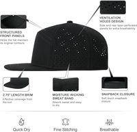 Gorra de Béisbol Personalizada de 6 Paneles con Logotipo Bordado en 3D, Parche de Goma, Impermeable, con Orificios Cortados con Láser, Deportiva, de Golf, Perforada, con Cierre a Presión