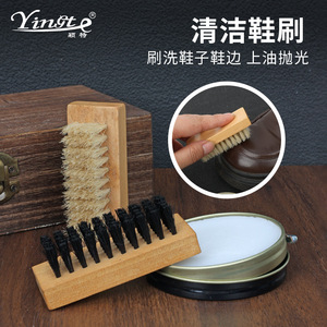 Wooden <b>Shoe</b> Brush With Pig Bristles Solid Wood Handle For Cleaning Leather And Athletic <b>Shoes</b> Mini <b>Soft</b> Bristle Design - Product Image 3