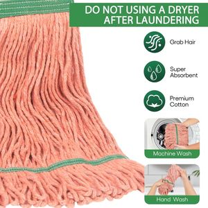 Durable Aluminum Cotton <strong>Mop</strong> Head <strong>Red</strong> Green Wet <strong>Mop</strong> with Extendable Handle High Water Absorption Easy Clean - Product Image 2