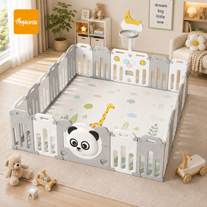 Parc de <span class=keywords><strong>jeu</strong></span> pliable pour enfants, thème Panda mignon, avec panneau de <span class=keywords><strong>jeu</strong></span> interactif, gain de place, pour tout-petits et bébés - Product Image 1