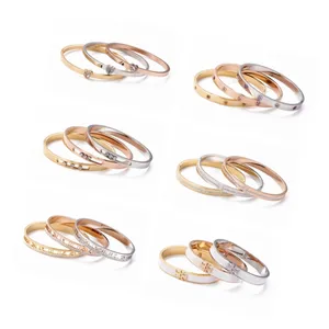 Joyería de moda pulseras brazaletes encanto pulsera de acero inoxidable joyería de lujo 14K color oro grueso circón perla brazalete brazaletes