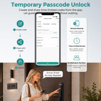 Serrure intelligente à reconnaissance faciale, mot de passe, empreinte digitale, contrôle par application - Portes en aluminium/bois - Stockage de mémoire cloud - Wi-Fi