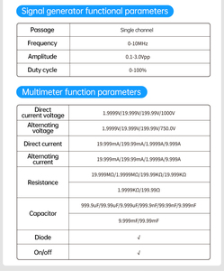 Fnirsi ออสซิลโลสโคป2D15P 100MHz เครื่องกำเนิดสัญญาณ10MHz มัลติมิเตอร์500msa/s เครื่องมือทดสอบ ACDC 100M 2D15ออสซิลโลสโคปแบบดิจิตอล - Product Image 6