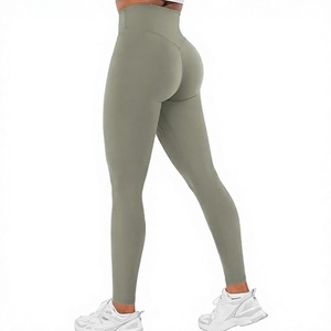 High Waisted Seamless Yoga <b>Leggings</b> V Back <b>Scrunch</b> <b>Butt</b> Lifting Full Length Workout Pants for Gym - Product Image 1