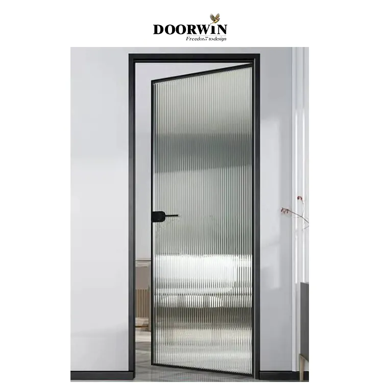 Doorwin פשוט עיצוב יחיד דלת חיצוני אלומיניום דלת אמבטיה צר מסגרת צרפתי אלומיניום פנים זכוכית דלת