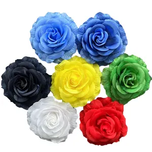 Custom wholesale hair accessories oversized fabric handmade flowers with hairpins and clips oversized flowers wedding