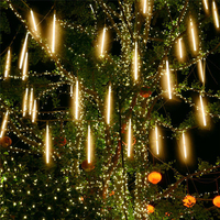 Guirlande lumineuse suspendue effet pluie de météores 8 tubes 50cm 288 LED, blanc chaud, IP65, intérieur/extérieur, basse tension