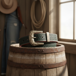 Cinturón de Cuero Genuino Estilo Western Hecho a Mano Ligero con Hebilla de Aleación de Piel de Vaca Ecológico Venta al por Mayor OEM - Product Image 3