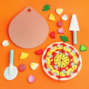 Novedad educativa de madera maciza de alta calidad, cocina de <span class=keywords><strong>Pizza</strong></span> vegetal DIY, juguetes de cocina para niños y niñas con autismo - Product Image 3