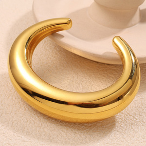 Open <b>Bangle</b> 18K Gold Plated Stainless Steel Women's Jewelry Light Luxury Simple <b>Bracelet</b> High-End Fashion Accessory - Product Image 1