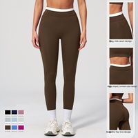 Leggings de yoga OEM pour femme, effet seconde peau, côtelés, taille haute, color block, coupe ajustée, respirants, pour la course et le fitness