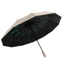 Parapluie semi-automatique pliant en trois sections de style classique avec double armature, plus grand et plus épais - un parapluie publicitaire