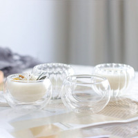 Verre borosilicaté de haute qualité, petit gobelet rond 6.5*4.5cm 5.8*3.8cm, bougeoir en verre à double paroi, pot citrouille en verre