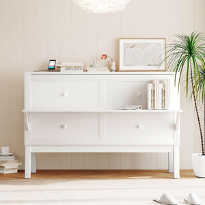 Estructura de cama plegable multifuncional oculta, para uso doméstico, con armario integrado, gran capacidad de almacenamiento, tablero de cama de madera maciza duradero. - Product Image 2