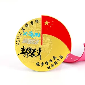 थोक सस्ते कस्टम खाली सोना मढ़वाया स्मारिका धातु खेल पुरस्कार पदक और ट्रॉफी