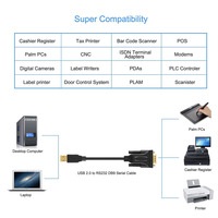 Cable serial USB a DB9 macho RS232 con adaptador de Chip prolífico para caja registradora, módem, escáner, cámaras digitales, CNC