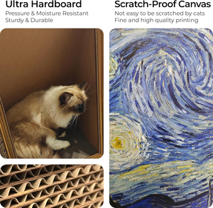Cat Living in Famous Painting – Double-Sided Oil Painting Cat House with Scratcher Vintage Art Picture <b>Frame</b> Cardboard House - Product Image 6