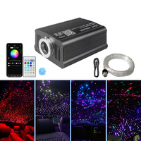 Vente en gros de fibres optiques RGBW 16W pour voiture, 2m, 600 fibres de 0,75 mm, LED à 6 couleurs changeantes, commande vocale/application, plafonnier étoilé en aluminium