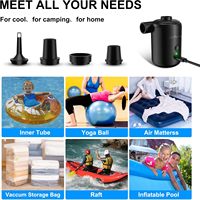 Pompe à air portable d'extérieur avec batterie rechargeable intégrée de 6000 mAh, adaptateur de valve double fonction gonflage/dégonflage, 0,65 PSI