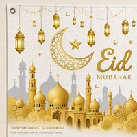Décorations Eid Mubarak, kit d'arche de guirlande de ballons blancs et dorés 94 pièces avec toile de fond, ballons lune et étoile, fournitures pour fête musulmane du Ramadan
