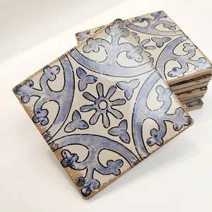 Blue and White Porcelain Tiles 152*152mm Handmade Painted Flower Pattern Bathroom Kitchen Decor Wall Tiles