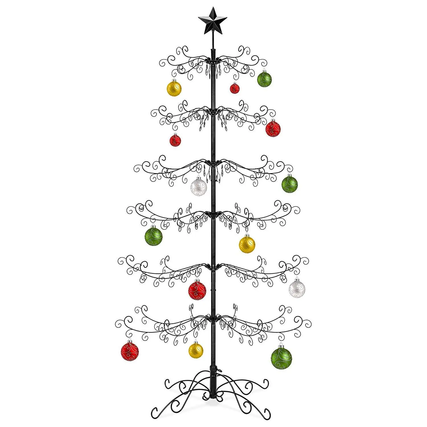6 أقدام حامل معدن الحديد المطاوع عيد الميلاد الأشجار حلية عرض شجرة ل هالوين كرات زينة
