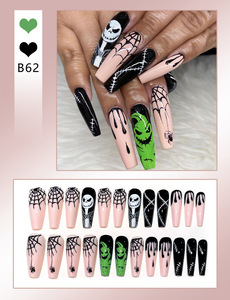 Disponible 24PCS Alta calidad <span class=keywords><strong>Halloween</strong></span> Acrílico Fantasma Calavera Calabaza Murciélago Estilo largo Prensa en las <span class=keywords><strong>uñas</strong></span> - Product Image 6