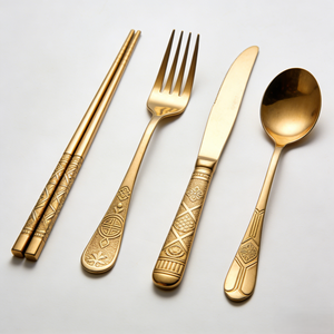 Ensemble de couverts de luxe en acier inoxydable de haute qualité, style occidental, vaisselle de table pour la maison, comprenant cuillère, fourchette et couteau - Product Image 2