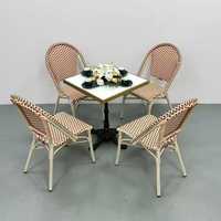 Meubles de bistrot français pour l'extérieur, chaise en rotin d'extérieur, table et chaises en aluminium pour café, restaurant, jardin