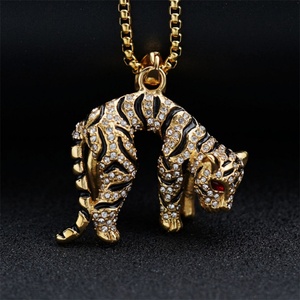 Rock Stainless Steel <b>Animals</b> Pendant Necklace Gold Plated Leopard Necklace - Product Image 4
