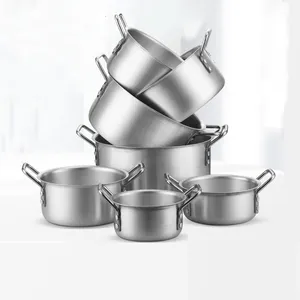 7 шт./комплект, алюминиевые полированные глубокие кастрюли для приготовления пищи