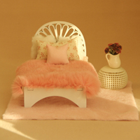 Ensemble de jeu de chambre à coucher miniature de guérison confortable avec lit en bois et lampadaire Maileg Premium Texture modèle jouet pour cadeau de famille
