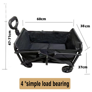 Chariot pliant portatif d'acier inoxydable avec la poignée de chariot de traction de main remorque pliable de Camping de plage pour le stockage et les outils - Product Image 2