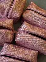 Sacs cosmétiques personnalisés pour femmes, sacs de rangement de voyage à paillettes, trousse de toilette brillante pour femmes, pochette à fermeture éclair perlée mignonne avec logo