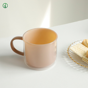 Tasse à thé, café ou lait en verre opale rose à double paroi résistante à la chaleur avec poignée, mugs en verre personnalisés, <span class=keywords><strong>cadeau</strong></span> pour la fête <span class=keywords><strong>des</strong></span> pères - Product Image 5