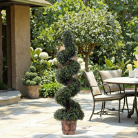 Vente en gros Personnalisé Pas Cher Artificielle PE Bonsaï Arbres Simulation Topiaire Extérieur en Spirale Buis Conception pour les Occasions d'Anniversaire