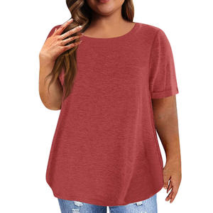 T-shirt léger d'été pour femme grande taille, uni avec logo, en coton aérien, séchage rapide, écologique, respirant, pour usage quotidien - Product Image 4