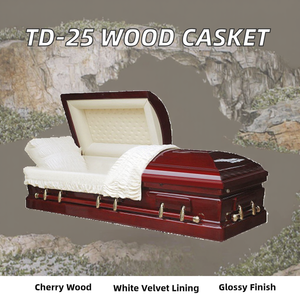 Caja de ataúd de madera maciza de estilo americano, ataúd funerario tallado de almacenamiento ajustable blanco de fábrica - Product Image 2