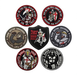 Écussons thermocollants brodés Crusader, badges tactiques en forme de bouclier rond, appliques en tissu pour sac à dos et uniforme - Product Image 4