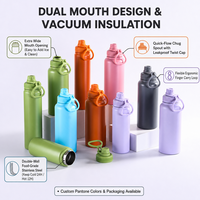 Botol Air Vakum Isolasi Termal Kapasitas Besar Custom dari Baja Anti Karat 304 dengan Pegangan, Tahan Panas 6-12 Jam, untuk Olahraga Luar Ruangan