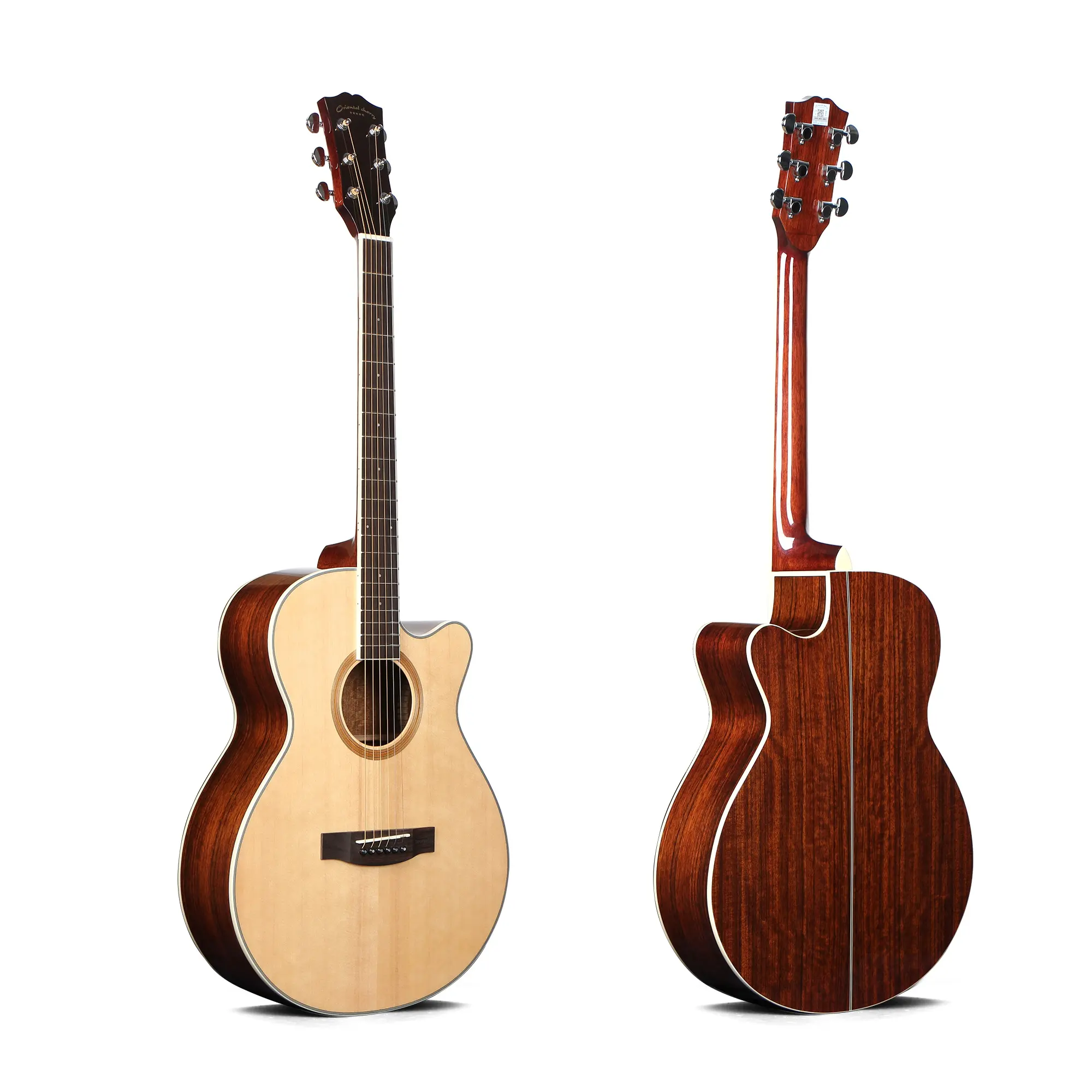 High quality 40 inch solid top acoustic guitar spruce high glossy rosewood fingerboard