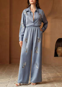 Custom Made Women Casual Sequins Embroidered Shirt & <b>Pants</b> Set - Product Image 4