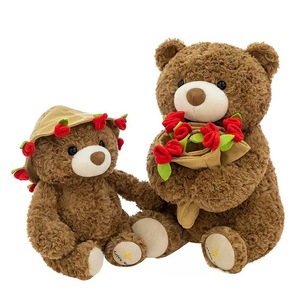 Orsacchiotto di Peluche con Rosa, Giocattolo Imbottito in Cotone PP, Regalo per San Valentino, Vendita all'Ingrosso e Dropshipping - Product Image 4